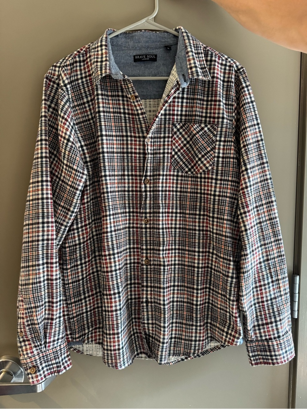 Brave Soul Men’s Red, Blue & Black Checked Button-Down Shirt